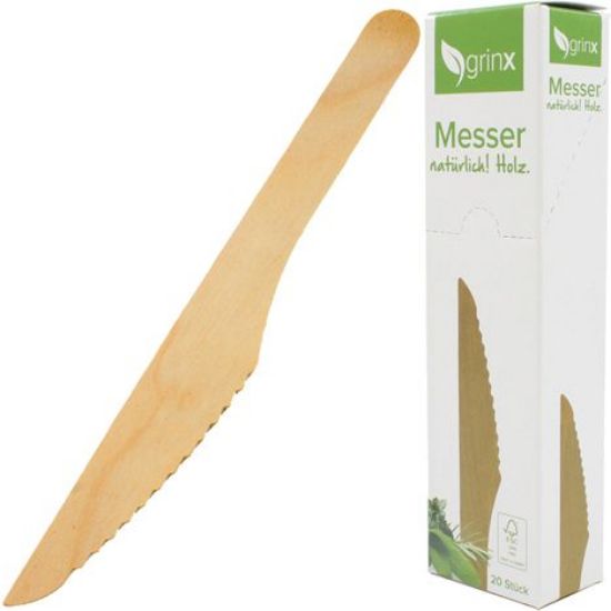 Bild von Party Besteck Messer 20er aus Holz 16cm