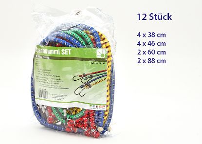 Bild von Spanngummi SET, 12 Stück, Größen sortiert 38+46+60+88cm, Ø 8mm