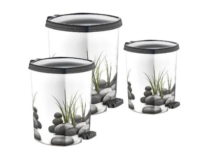 Bild von Mülleimer mit Muster und Pedalantrieb 3  set (20 Lt-11 Lt- 6 Lt ) D044-X04