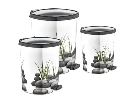 Bild von Mülleimer mit Muster und Pedalantrieb 3  set (20 Lt-11 Lt- 6 Lt ) D044-X04