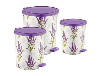 Bild von Mülleimer mit Muster und Pedalantrieb 3  set (20 Lt-11 Lt- 6 Lt ) D044-X118