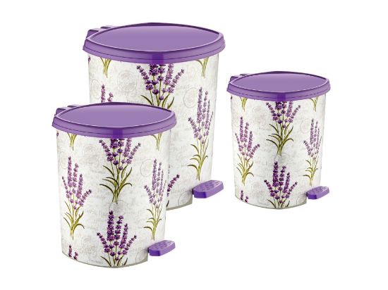 Bild von Mülleimer mit Muster und Pedalantrieb 3  set (20 Lt-11 Lt- 6 Lt ) D044-X118