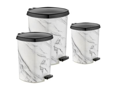 Bild von Mülleimer mit Muster und Pedalantrieb 3  set (20 Lt-11 Lt- 6 Lt ) D044-X128