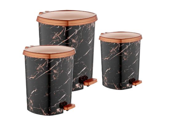 Bild von Mülleimer mit Muster und Pedalantrieb 3  set (20 Lt-11 Lt- 6 Lt ) D044-X129