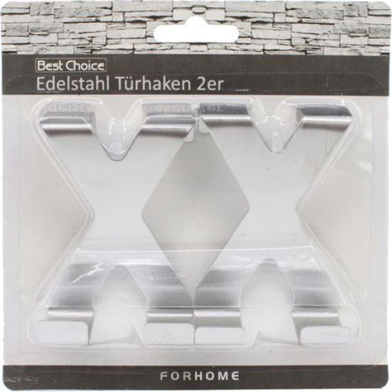 Bild von Türhaken Edelstahl 2er 7x5cm X-Form auf Karte
